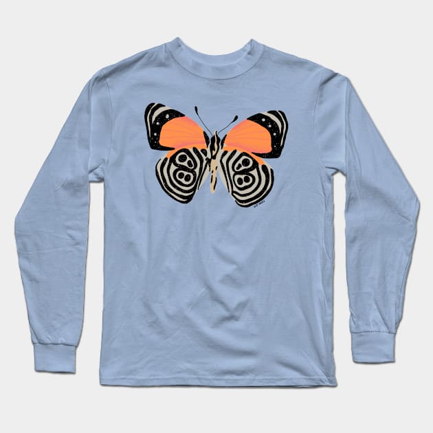 Orange Butterfly Long Sleeve T-Shirt by ludvago